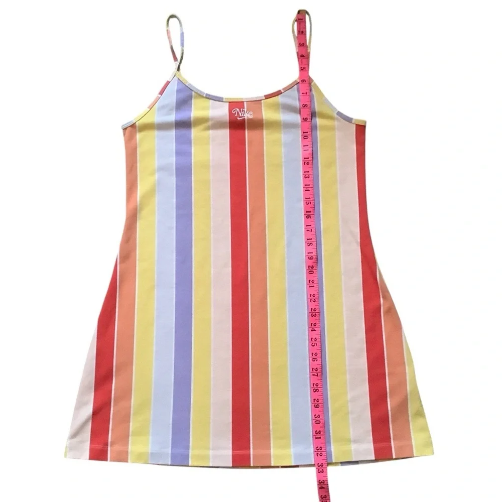 NIKE RETRO RAINBOW STRIPE MINI DRESS WITH EMBROIDERED LOGO/ Size L - Picture 11 of 13